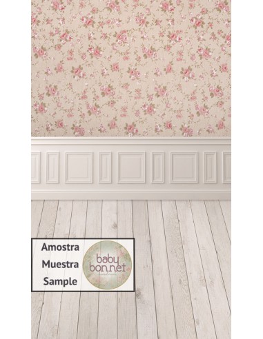 Lambris et papier floral (fond de studio - mur et sol)