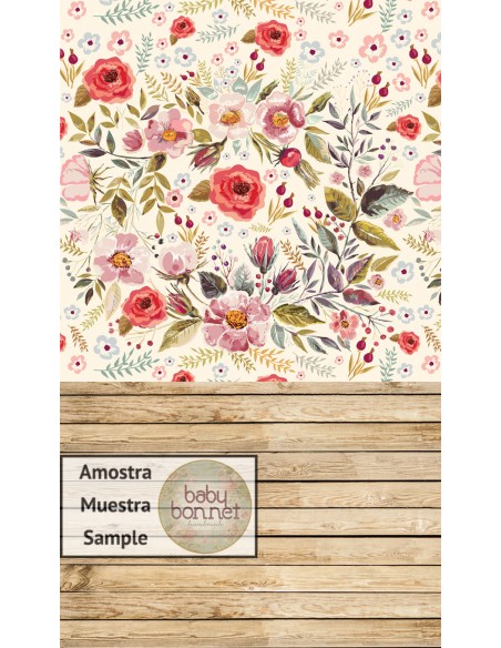 Papel de parede com flores (fundo fotográfico - parede e chão)