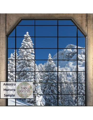 Fenêtre donnant sur les Alpes (fond de studio)
