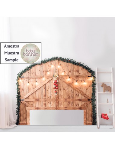 Cabeceira de cama com parede natalícia (fundo fotográfico)