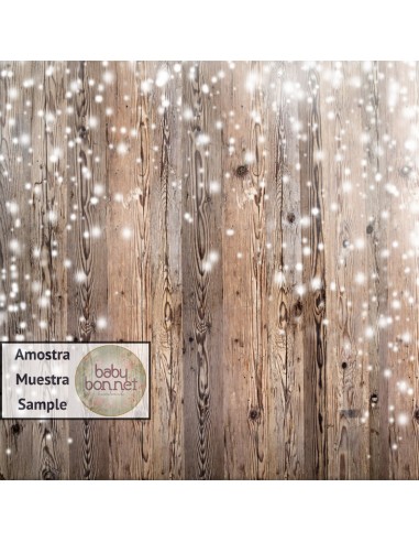 Wooden wall with falling snow (backdrop)