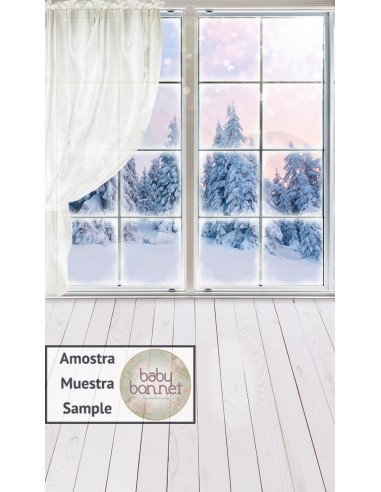 Large window with Alps landscape (backdrop - wall and floor)