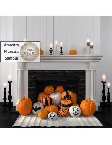 Fireplace decorated for Halloween (backdrop)