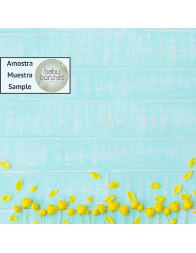 Yellow tulips on turquoise background (backdrop)