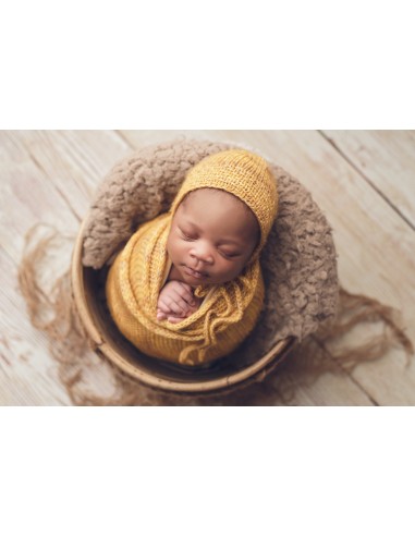 Wrap + unissex baby bonnet in neutral shades (various colors)