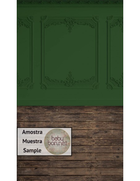 Parede verde com decoração clássica (fundo fotográfico - parede e chão)