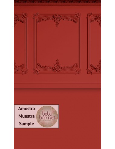Pared roja con decoración clásica (fondo fotográfico - pared y suelo)