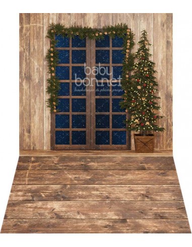 Window with spruce and oranges (backdrop - wall and floor)