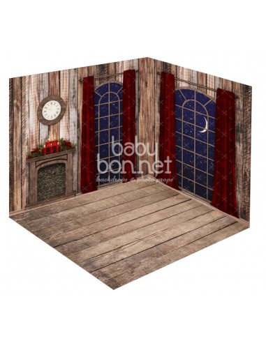 Fireplace with clock (3D backdrop)