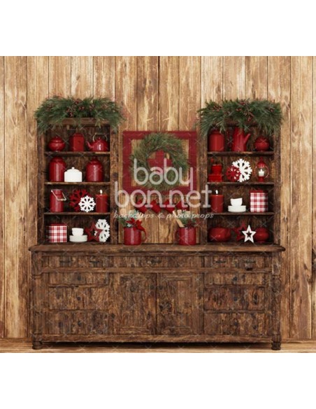 Kitchen cabinet with Christmas decoration (backdrop)
