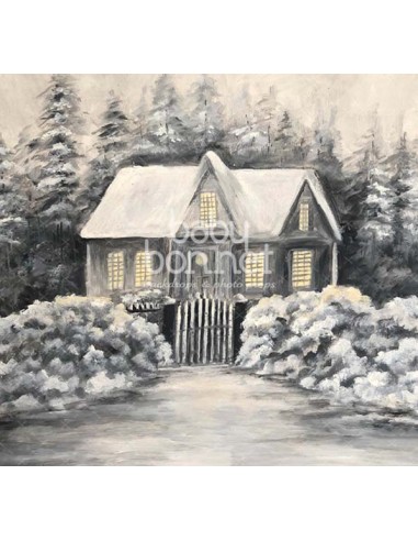 Petite maison dans la forêt en peinture à l'huile (fond de studio)