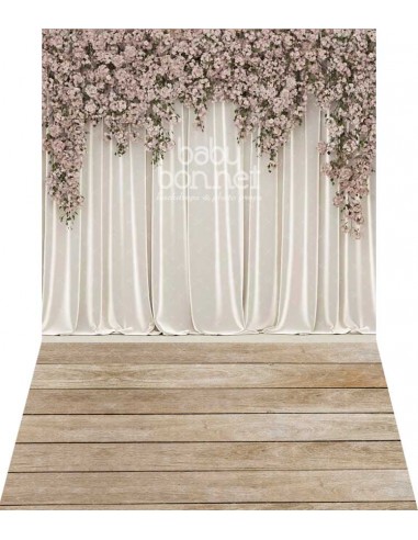 Curtain with bougainvilleas (backdrop - wall and floor)