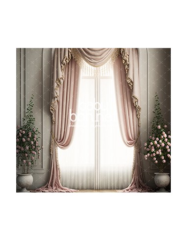 Fenêtre classique rose pastel (fond de studio)