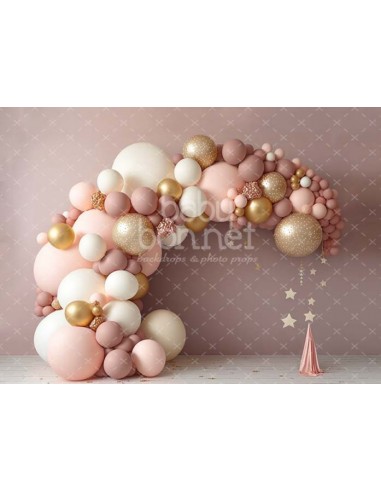 Pastel balloons and golden stars (backdrop)