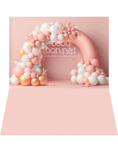 Coral and white arch (backdrop - wall and floor)
