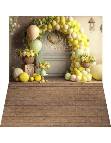 Puerta con arco de limón (fondo fotográfico - pared y suelo)