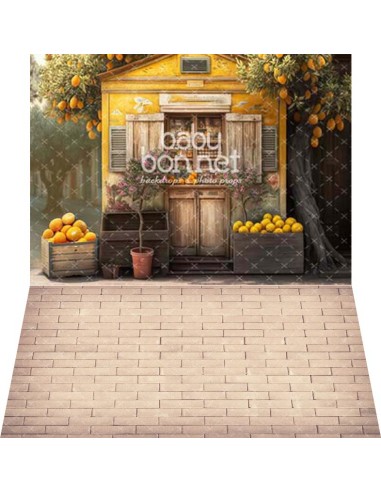 Rustic citrus Store (backdrop - wall and floor)
