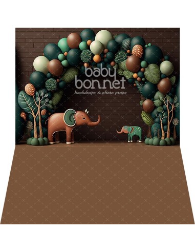 Baby elephant in the forest (backdrop - wall and floor)