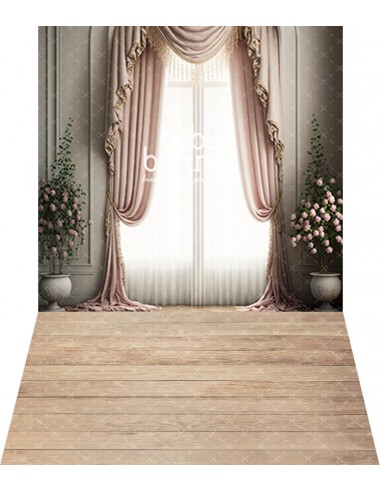 Classic pastel pink window (backdrop - wall and floor)