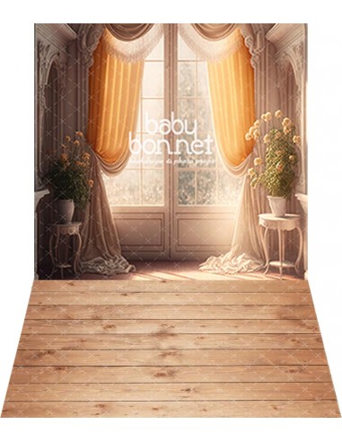 Classic window tangerine color (backdrop - wall and floor)