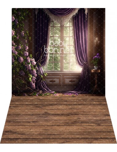 Classic window in aubergine (backdrop - wall and floor)