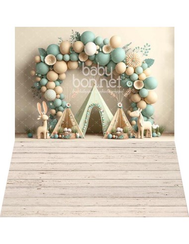 Water green tipi (backdrop - wall and floor)