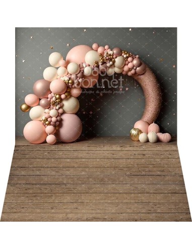 Pastel pink arch with stars (backdrop - wall and floor)