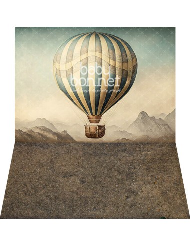 Blue vintage air balloon (backdrop - wall and floor)