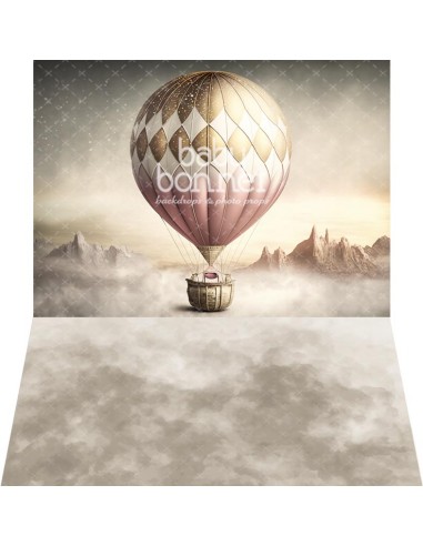 Pink vintage air balloon (backdrop - wall and floor)