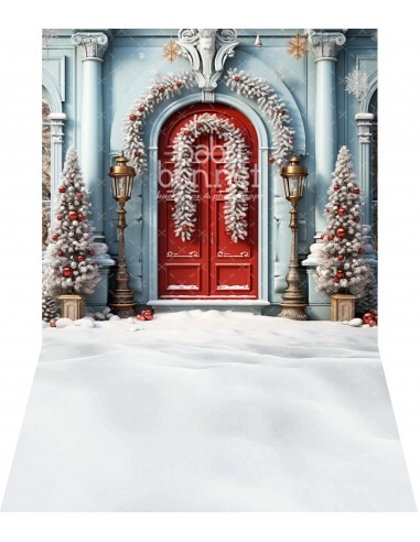 Decorated red door (backdrop - wall and floor)