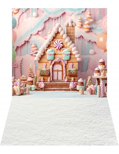 Pink gingerbread house (backdrop - wall and floor)