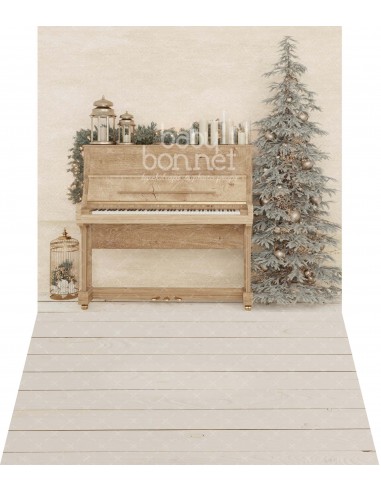 Natal ao piano (fundo fotográfico - parede e chão)