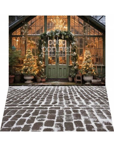 Winter garden with wreath (backdrop - wall and floor)