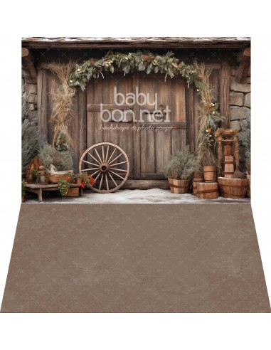 Barn with garland (backdrop - wall and floor)