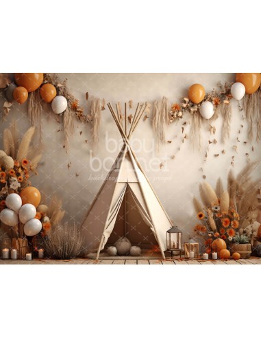 Autumn with tipi and pampas (backdrop)