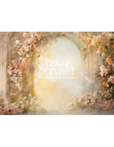Arch of roses in peach tones (backdrop)