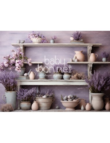 Lavender shelves (backdrop)