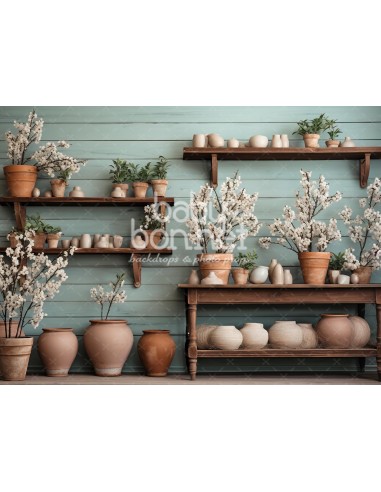 Shelves with pots (backdrop)