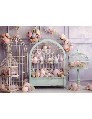Decorating with eggs and flowers (backdrop)