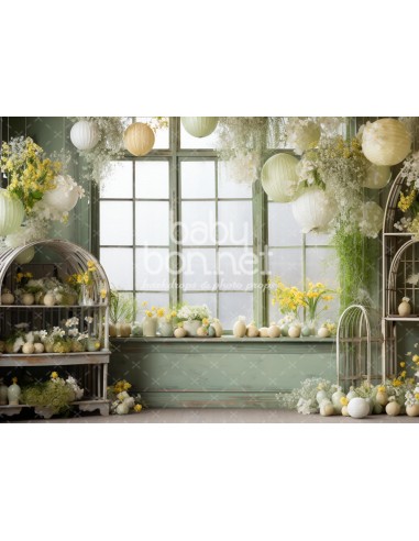 Easter decorations in pastel colors (backdrop)