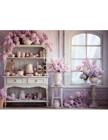 Lilac cabinet with wisteria (backdrop)