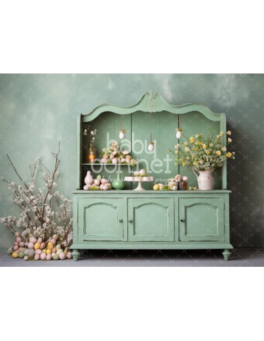 Water-green furniture with Easter decorations (backdrop)