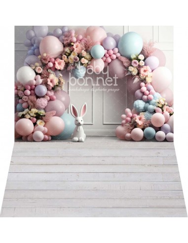 Balloons and bunny (backdrop - wall and floor)