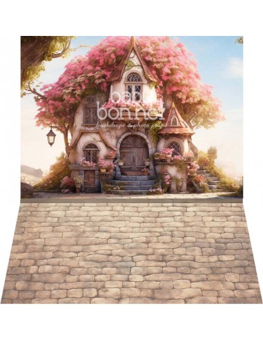 Casa com cerejeira (fundo fotográfico - parede e chão)