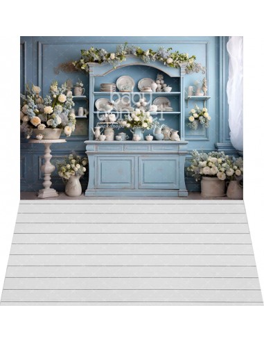 Vintage blue cabinet (backdrop - wall and floor)