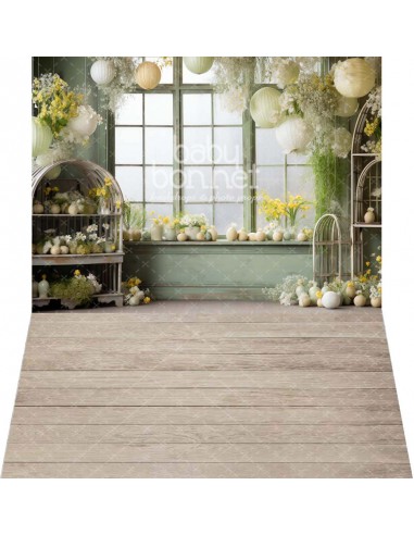 Easter decorations in pastel colors (backdrop - wall and floor)
