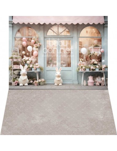 Florist with bunnies (backdrop - wall and floor)