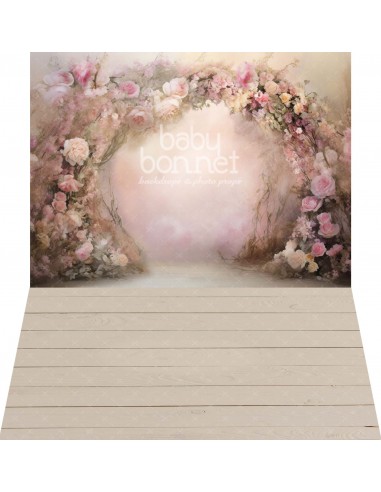 Arco floral para jardim (fundo fotográfico - parede e chão)