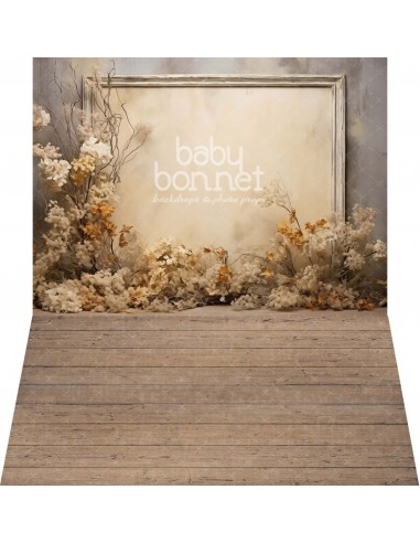 Frame with dried flowers (backdrop - wall and floor)