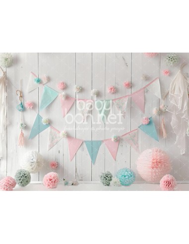 Blue and pink bunting (backdrop)